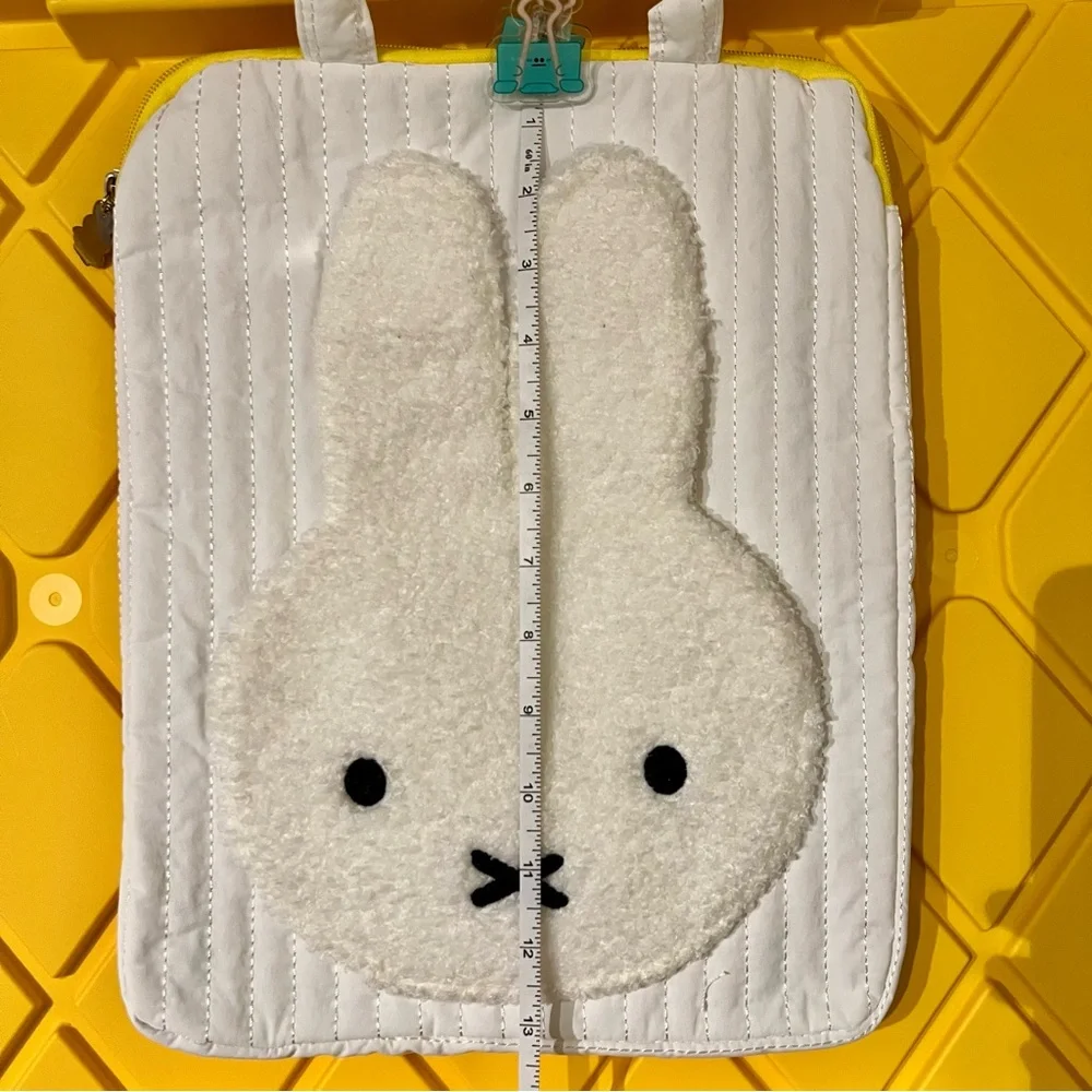 Miffy Puffy White Fluffy Textured Laptop Tablet Bag